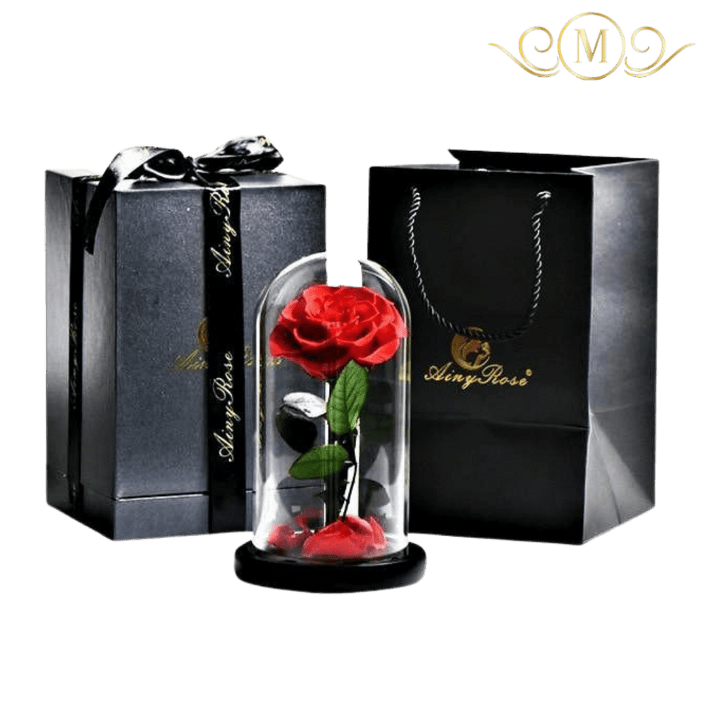 Preserved Rose In Glass Dome + Gift Box - RoseBearUs