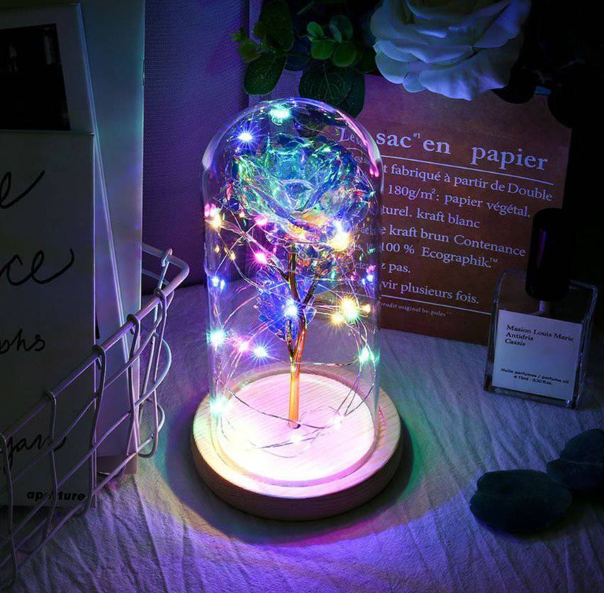 Special LED Galaxy Rose In Glass - RoseBearUs